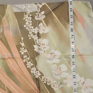 Pink pearl tropical floral square 35in silk scarf